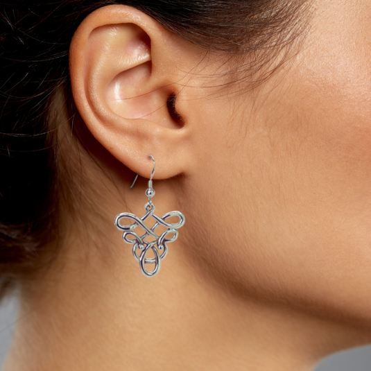 Statement Swirling Knot Earrings in Sterling Silver