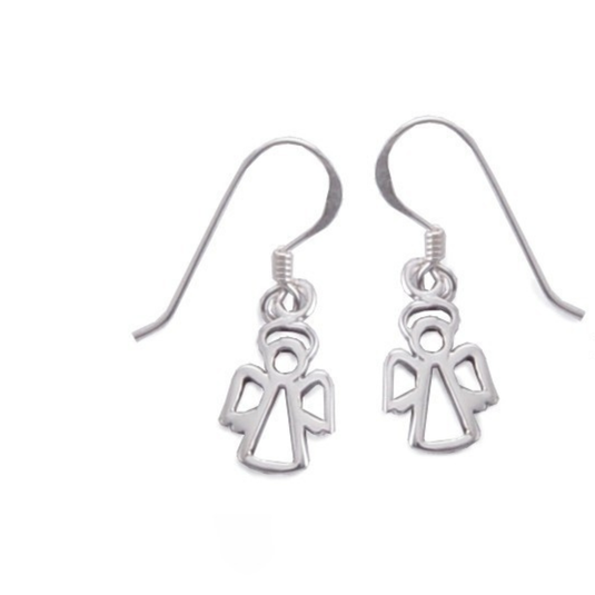 A Little Guardian, Sterling Silver Angel Earrings