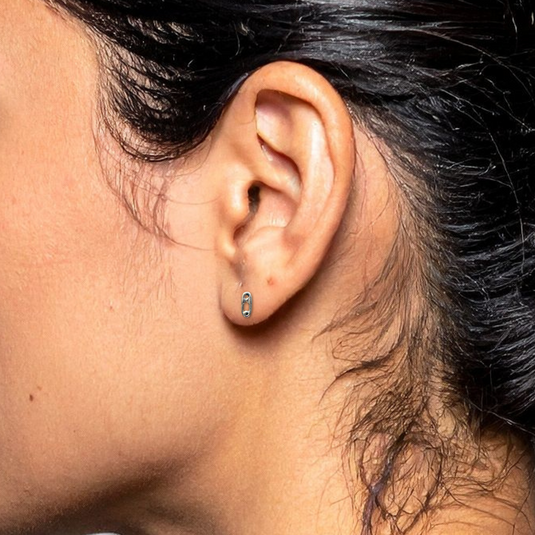Safety Pin Stud Earrings: Edgy Mini Statement Pair in Sterling Silver