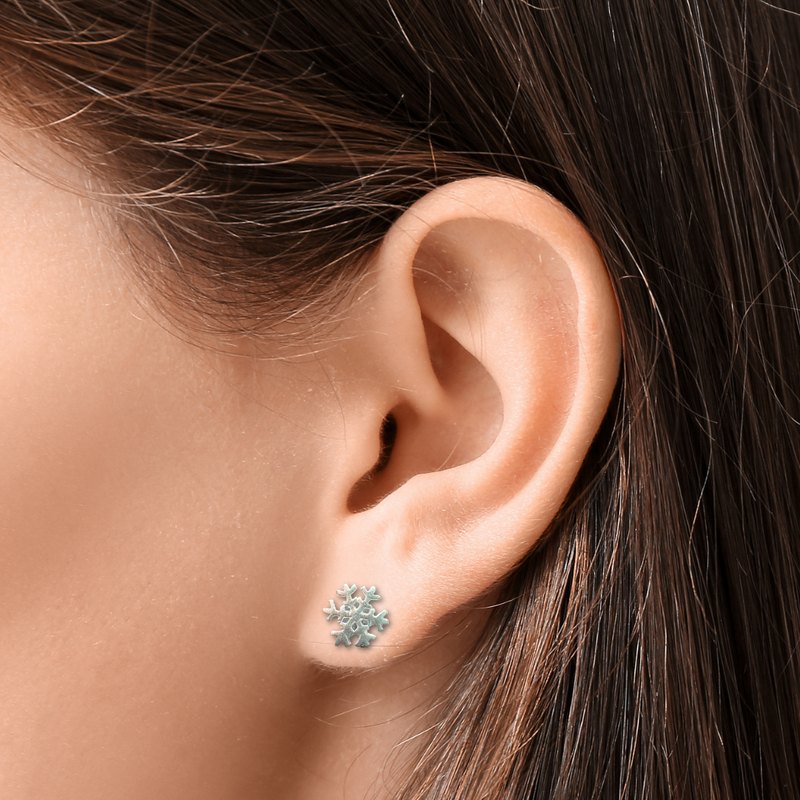 Load image into Gallery viewer, Snowflake Post Earrings – Sterling Silver
