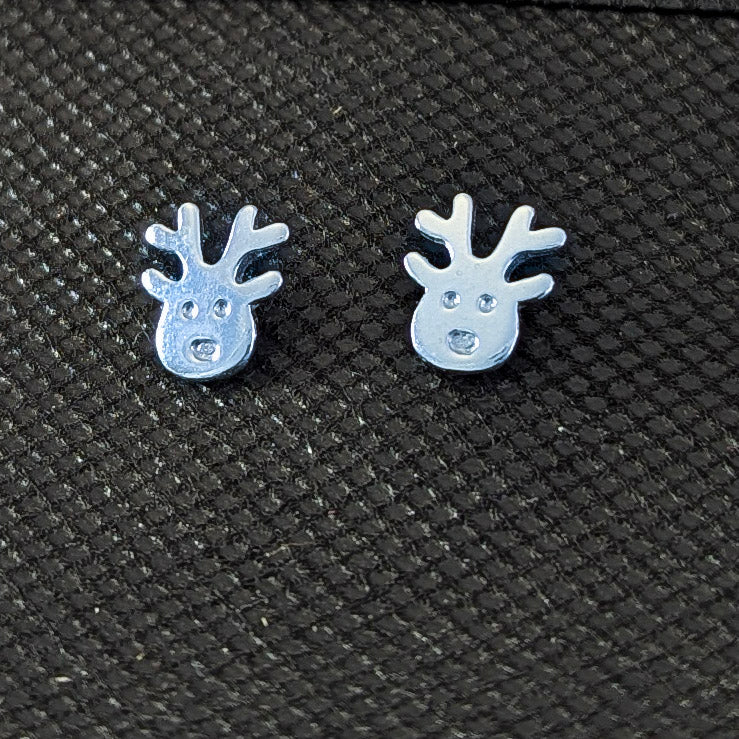 Load image into Gallery viewer, Reindeer Post Earrings in Sterling Silver
