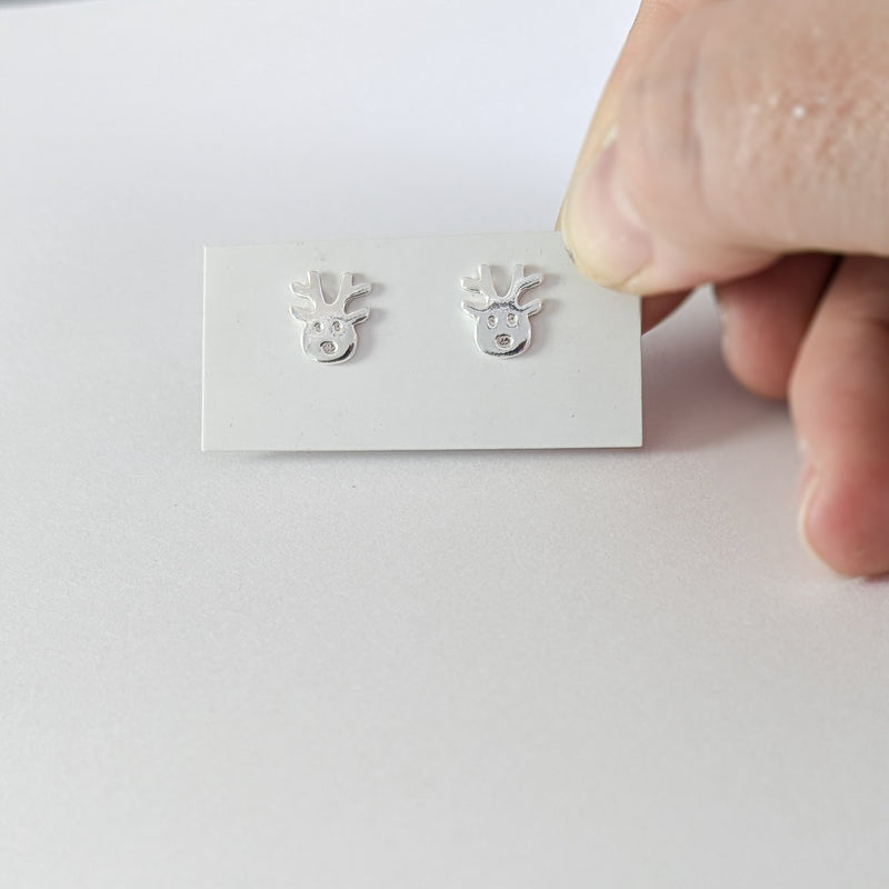 Load image into Gallery viewer, Reindeer Post Earrings in Sterling Silver
