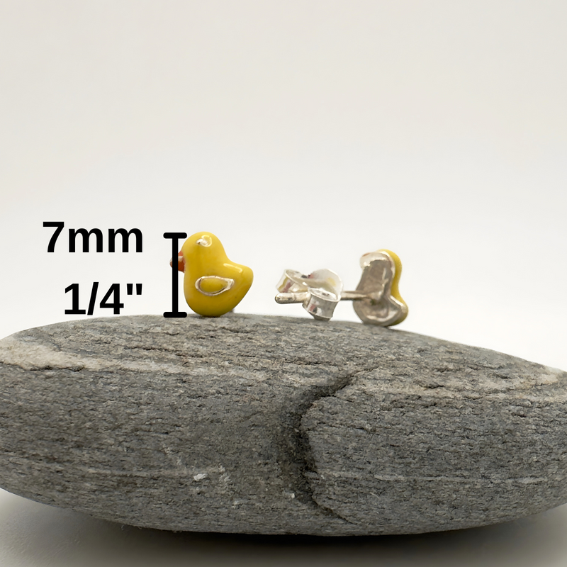 Load image into Gallery viewer, Just Ducky – Sterling Silver &amp; Enamel Stud Earrings
