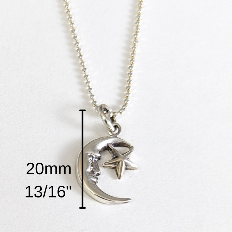 Load image into Gallery viewer, Man in the Moon Protects His Little Star Necklace in Sterling Silver
