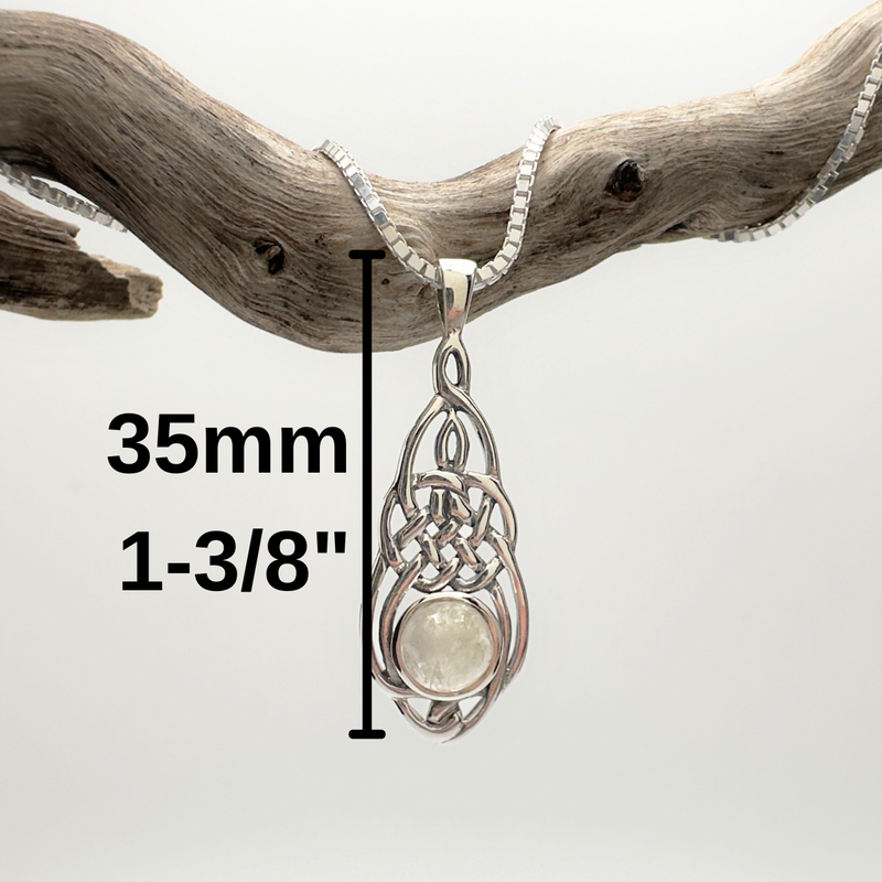 Load image into Gallery viewer, Silver pendant with measurement details on a branch
