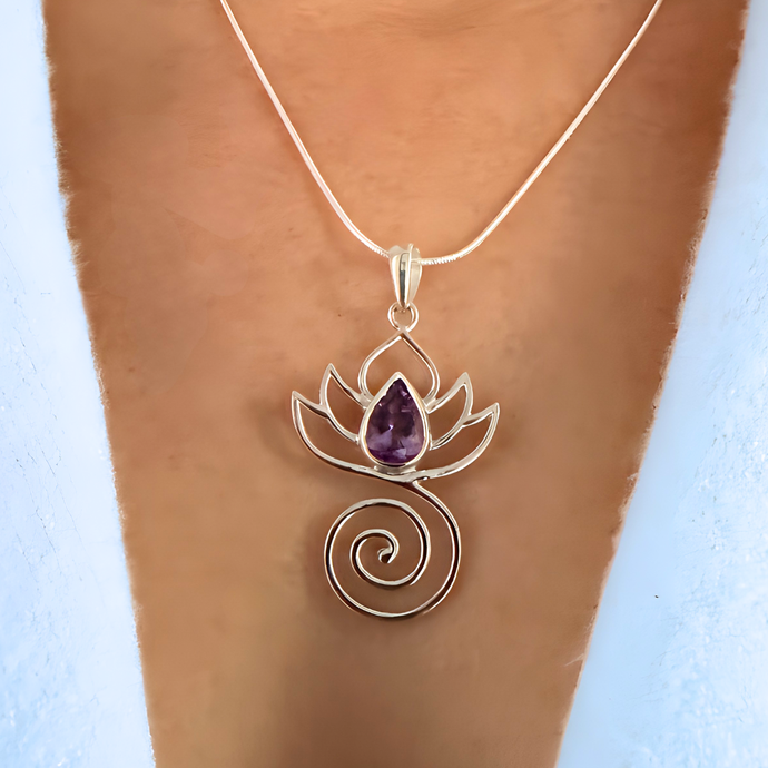 Radiant Lotus Amethyst Necklace