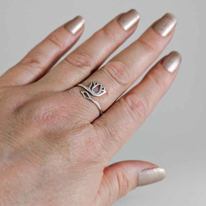 Wrapped Lotus Ring in Sterling Silver
