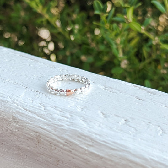 Wrap My Finger in Hearts Ring in Sterling Silver with Rose Gold Accent