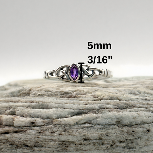 Whispers of the Trinity – Dainty Amethyst Celtic Knot Ring