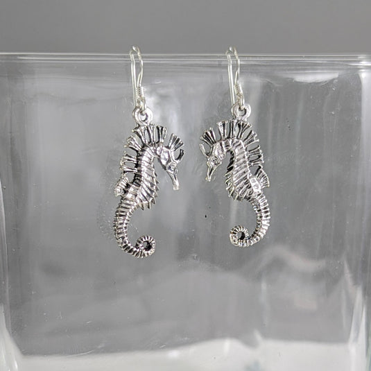 Seahorses in the Ocean Earrings in Sterling Silver