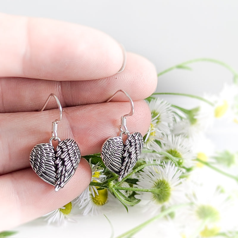 Load image into Gallery viewer, Wings of Your Heart Earrings in Sterling Silver
