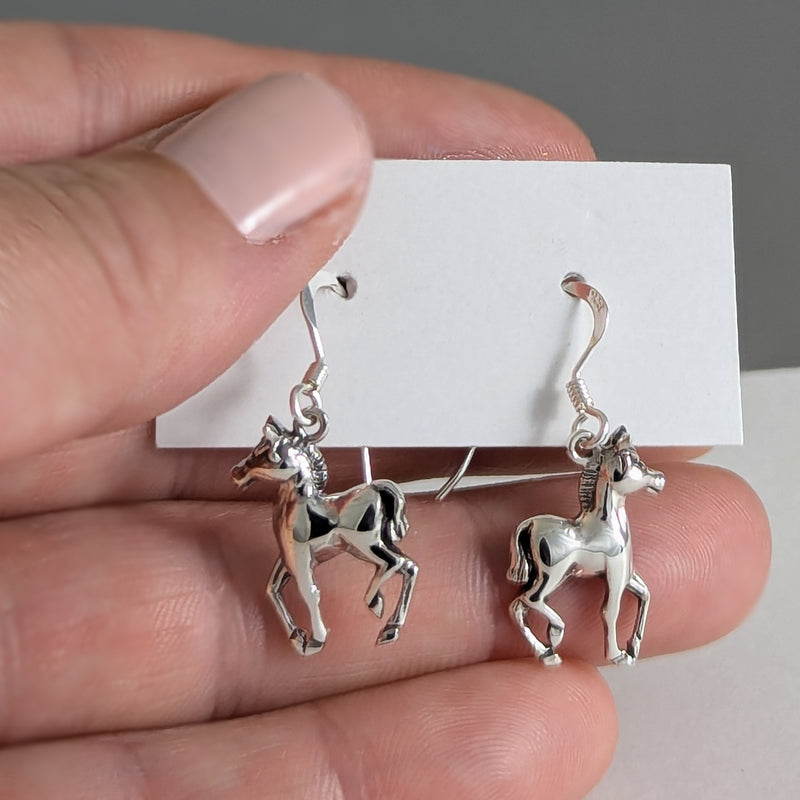 Load image into Gallery viewer, Trotting Pony Earrings in Sterling Silver
