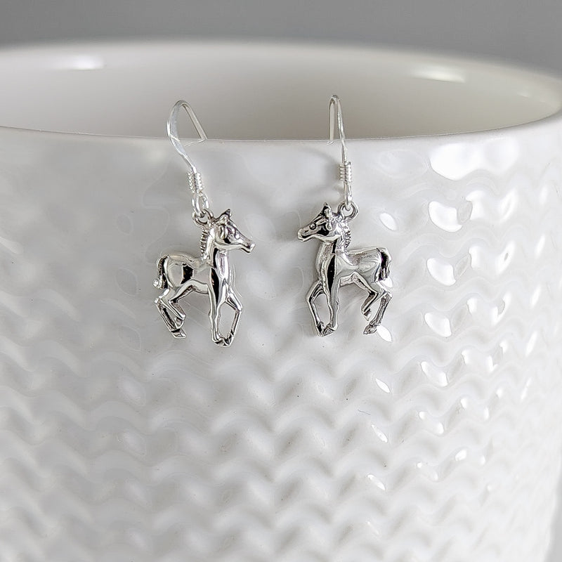 Load image into Gallery viewer, Trotting Pony Earrings in Sterling Silver
