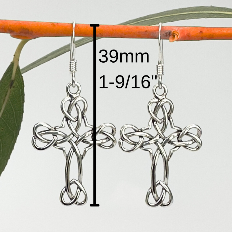 Load image into Gallery viewer, Never Ending Heart Cross Earrings  – Meaningful Symbolism in a Lightweight Dangle
