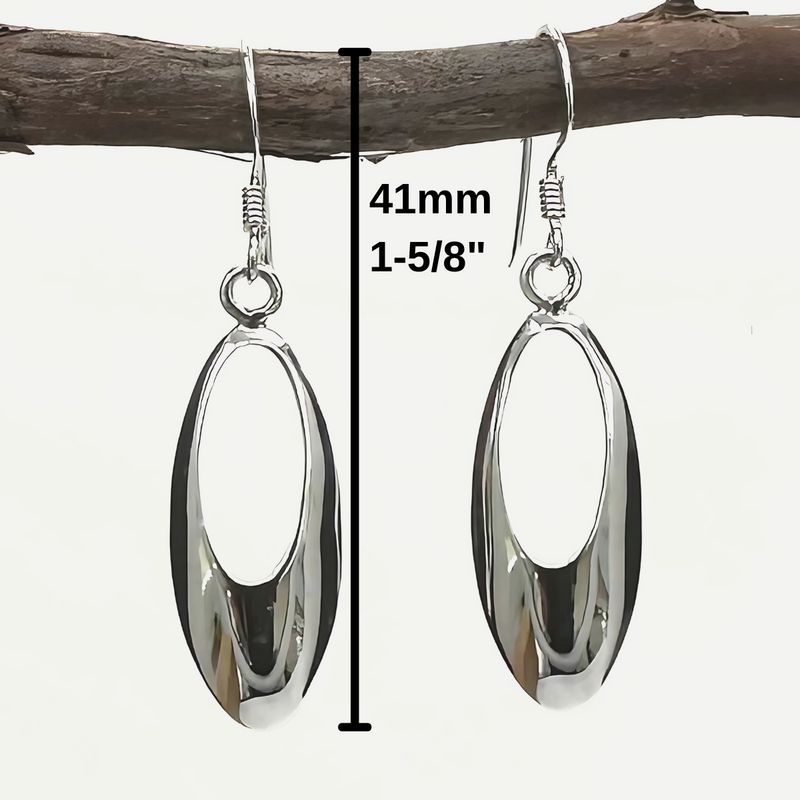 Load image into Gallery viewer, Contemporary Oval Drop Earrings – Shiny Sterling Silver
