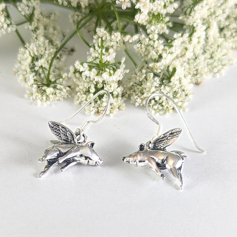 Load image into Gallery viewer, When Pigs Fly Earrings in Sterling Silver
