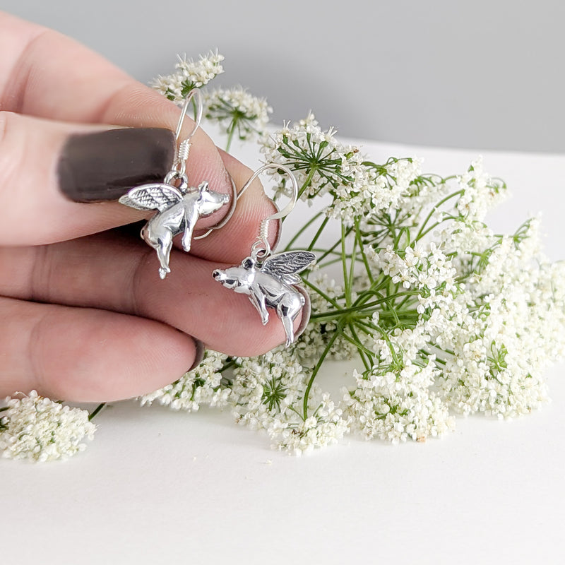 Load image into Gallery viewer, When Pigs Fly Earrings in Sterling Silver
