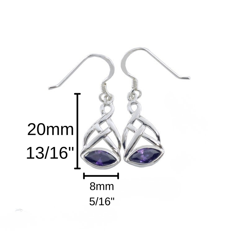 Load image into Gallery viewer, Forever Connected, Never Ending Knot &amp; Amethyst Earrings in Sterling Silver
