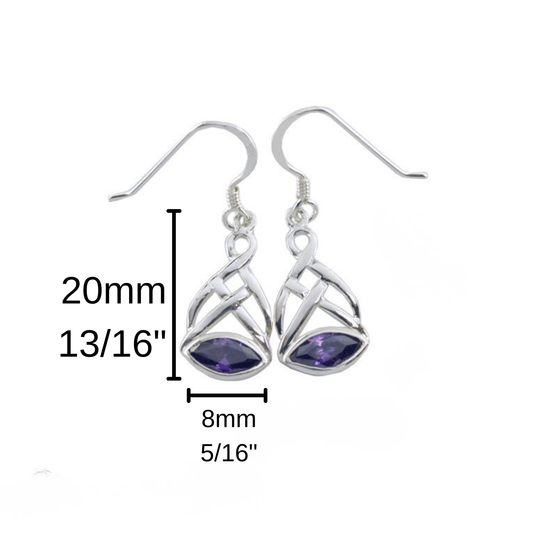Forever Connected, Never Ending Knot & Amethyst Earrings in Sterling Silver