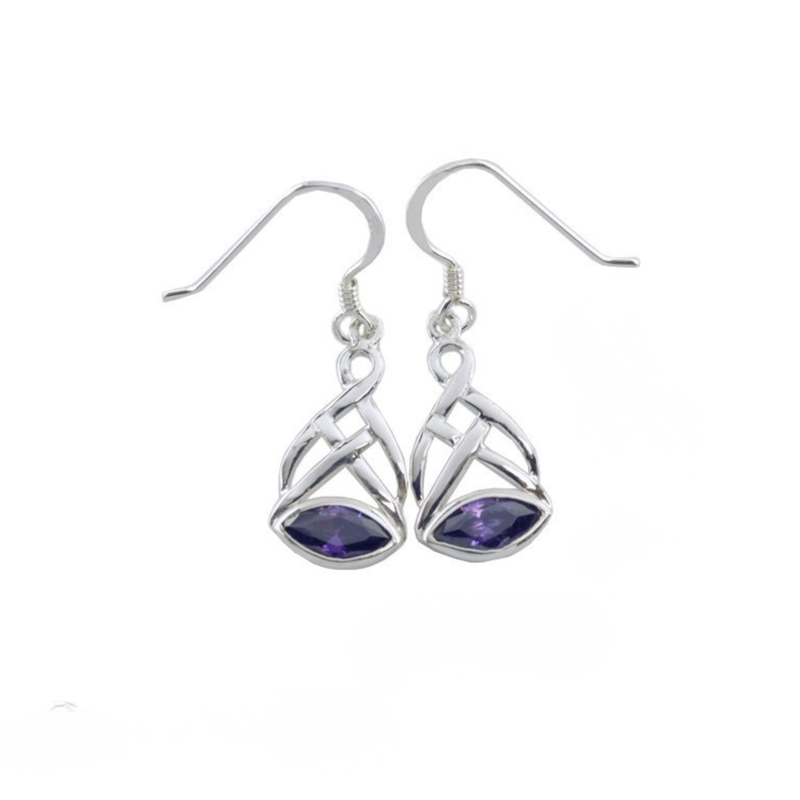 Load image into Gallery viewer, Forever Connected, Never Ending Knot &amp; Amethyst Earrings in Sterling Silver
