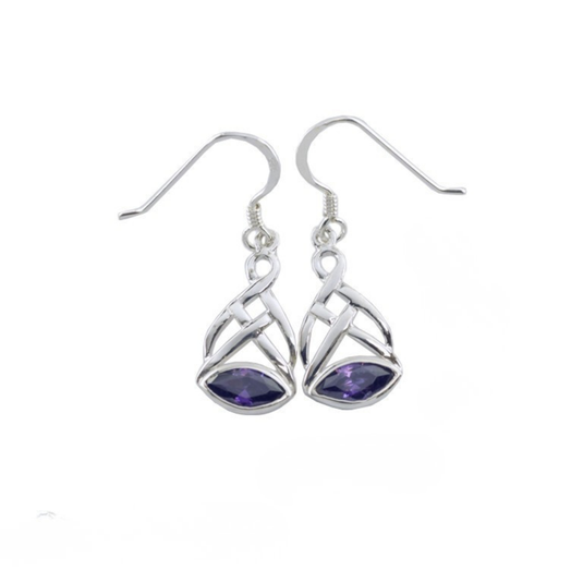 Forever Connected, Never Ending Knot & Amethyst Earrings in Sterling Silver