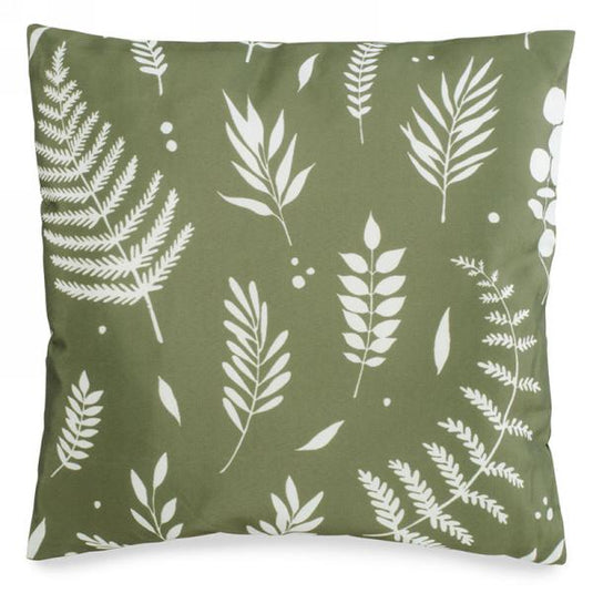 Outdoor Cushion in Khaki Green with Foliage Print