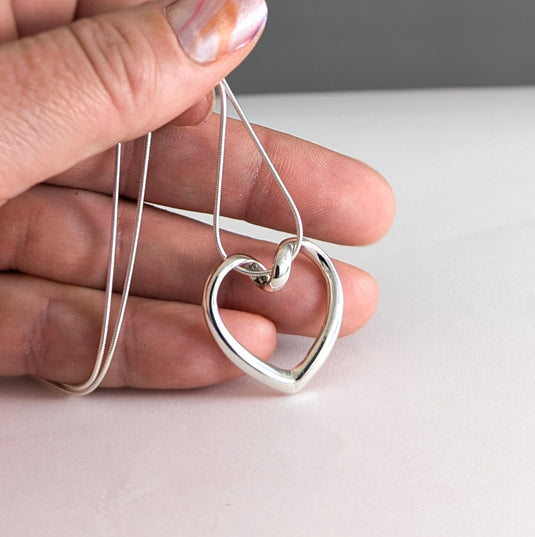 Looped Heart Necklace in Sterling Silver