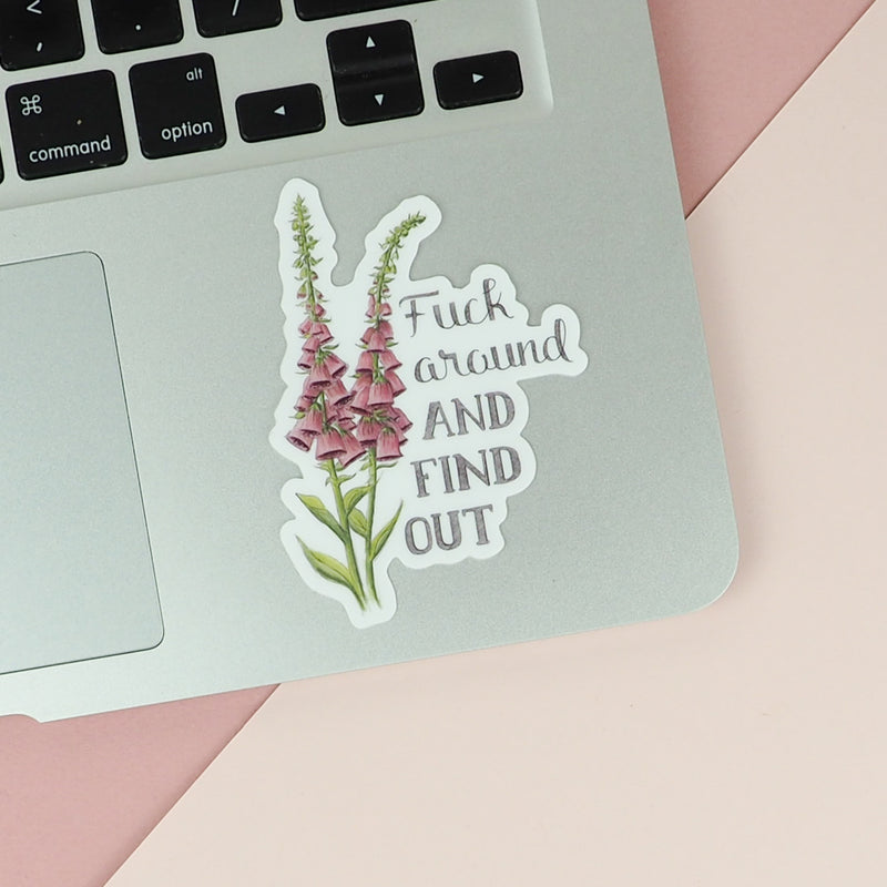 Load image into Gallery viewer, Naughty Florals Sticker : f**k around and find out
