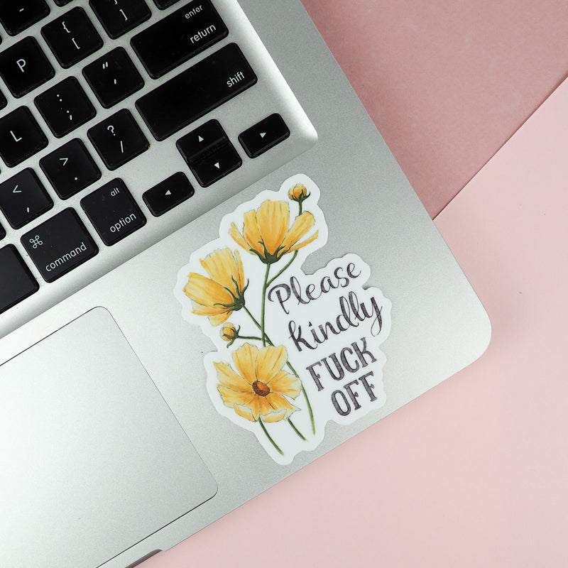 Load image into Gallery viewer, Naughty Florals Sticker : Please, kindly F-off
