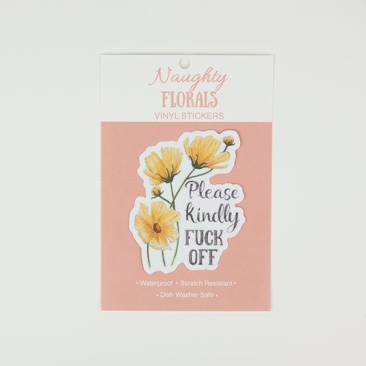 Naughty Florals Sticker : Please, kindly F-off