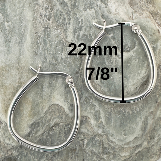 Teardrop Curve Sterling Hoops – Modern Everyday Style (22mm)