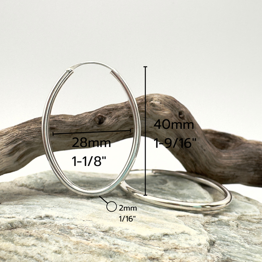 Sleek Oval Hoop in Sterling Silver