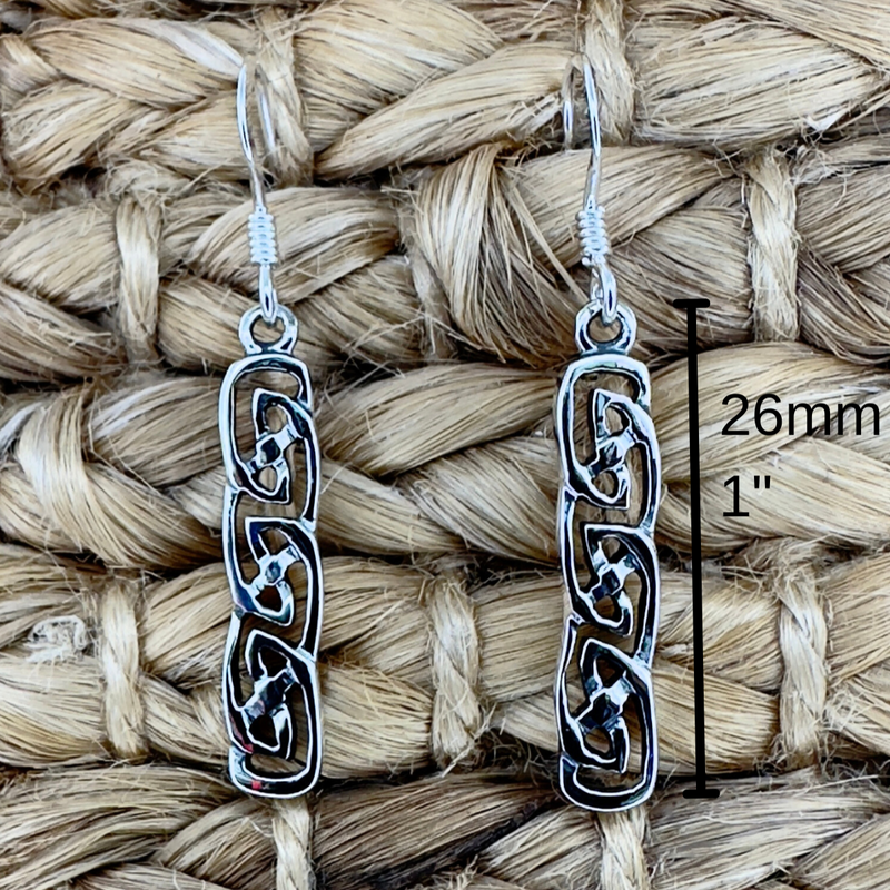 Load image into Gallery viewer, Rectangle Never Ending Knot Earrings in Sterling Silver
