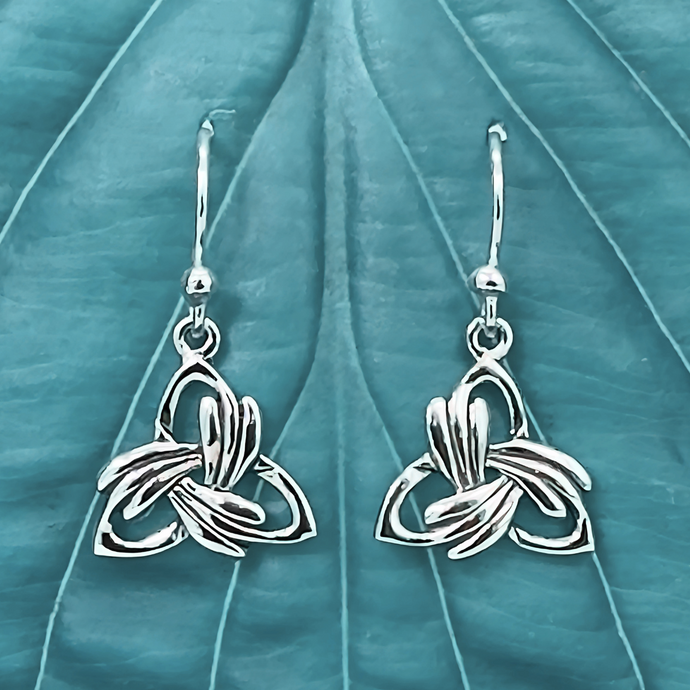 Feathered Trinity Knot Earrings in Sterling Silver