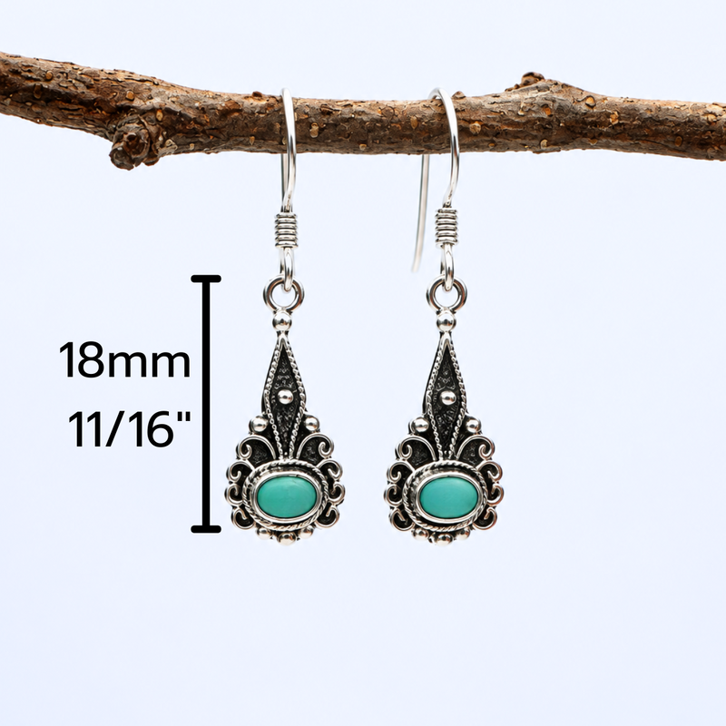 Load image into Gallery viewer, Vintage Charm Turquoise Drop Earrings | Sterling Silver
