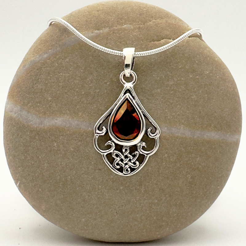 Load image into Gallery viewer, Endless Grace Garnet Necklace in Sterling Silver
