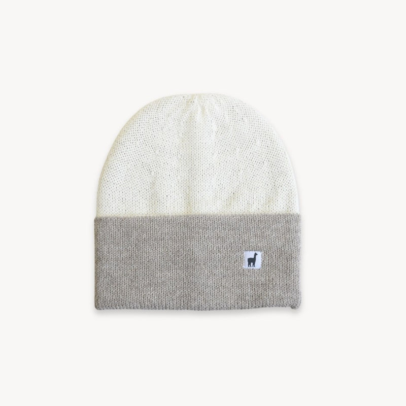 Load image into Gallery viewer, Alpaca Reversible Toque in White/Beige
