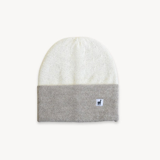 Alpaca Reversible Toque in White/Beige