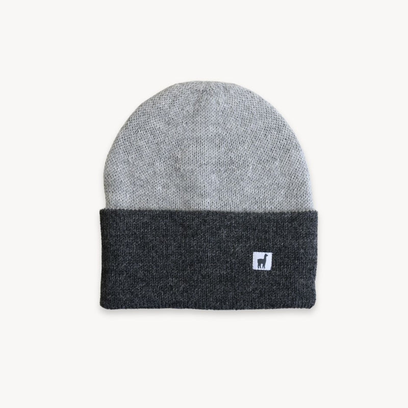 Load image into Gallery viewer, Alpaca Reversible Toque in Grey/Charcoal
