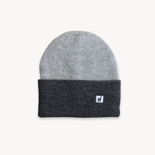 Alpaca Reversible Toque in Grey/Charcoal