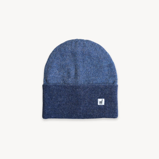 Alpaca Reversible Toque in Denim/Blue