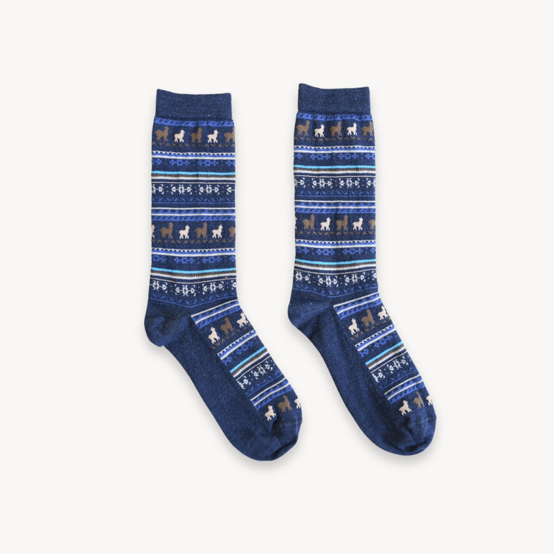 Load image into Gallery viewer, Alpaca Socks Patterned Navy
