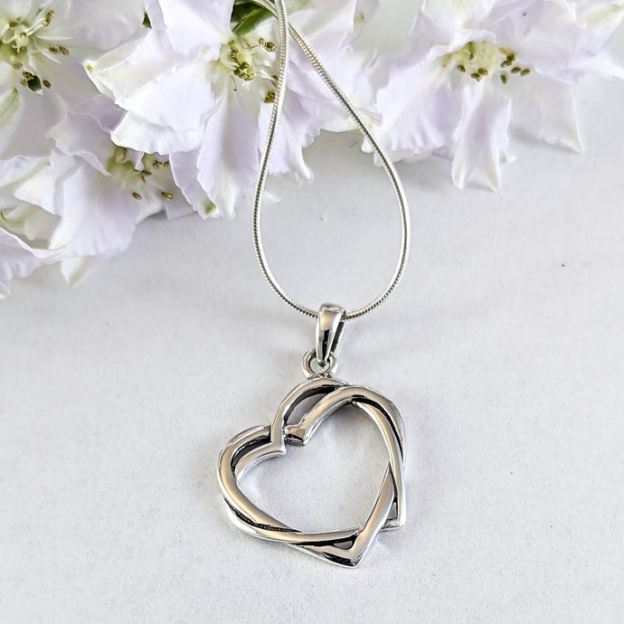Entwined Hearts Pendant in Sterling Silver