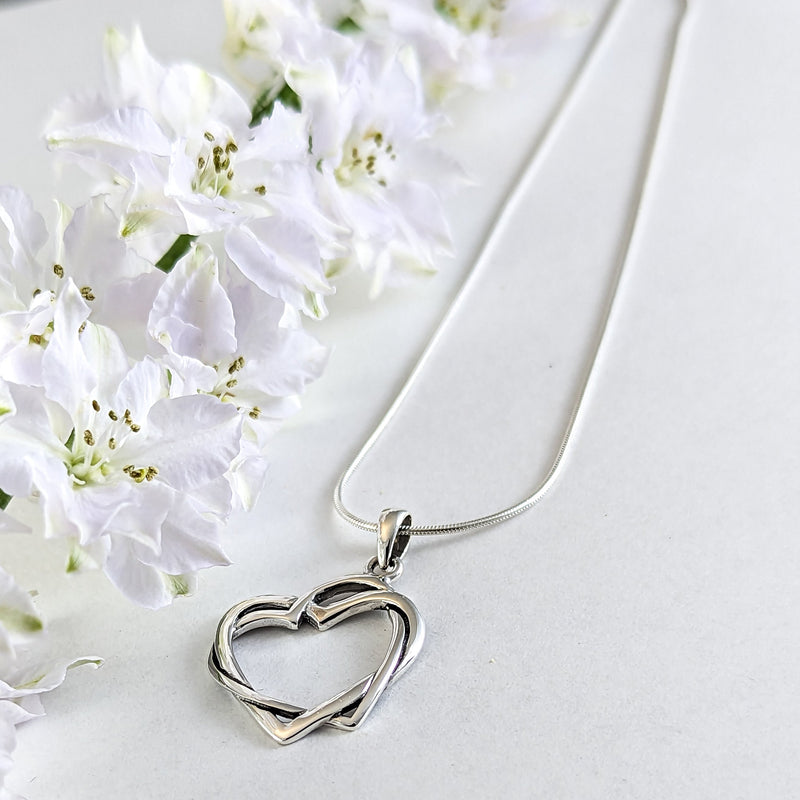 Load image into Gallery viewer, Entwined Hearts Necklace in Sterling Silver
