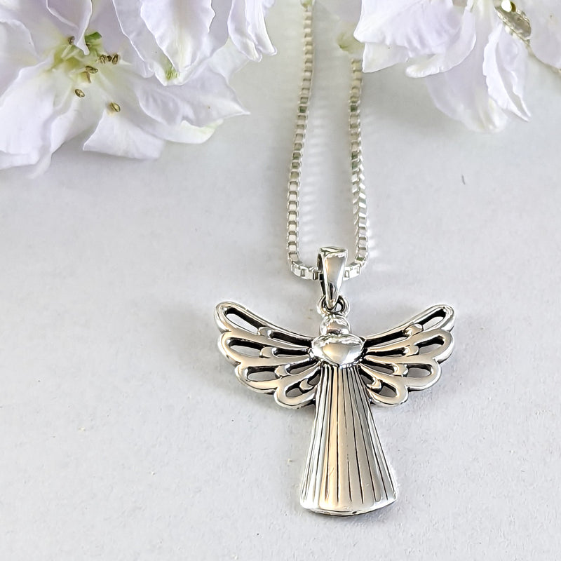 Load image into Gallery viewer, Loving Guardian Angel Pendant in Sterling Silver
