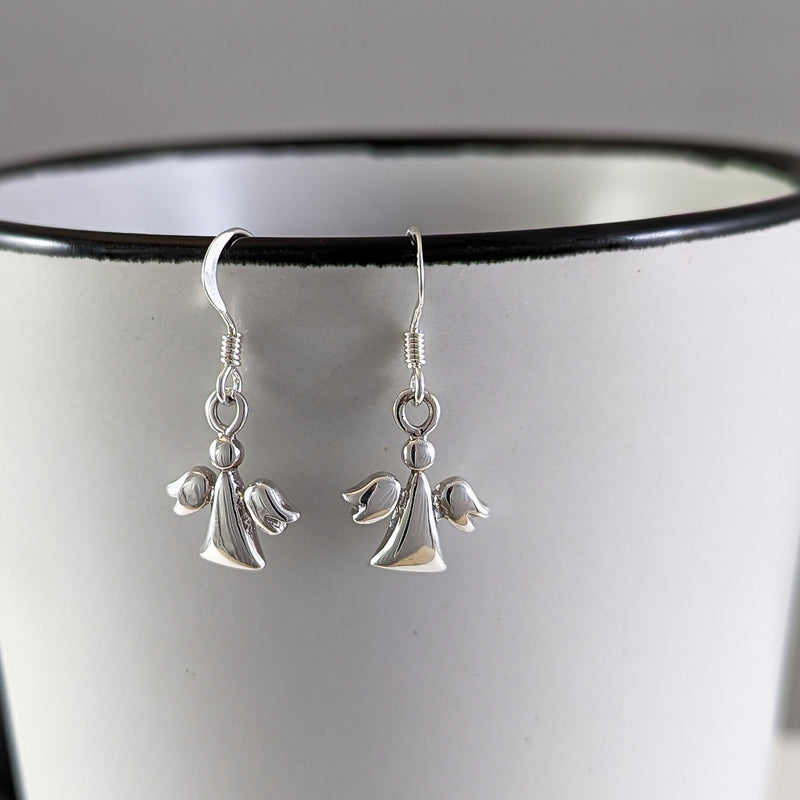 Load image into Gallery viewer, Tiny Shiny Angel Earrings in Sterling Silver
