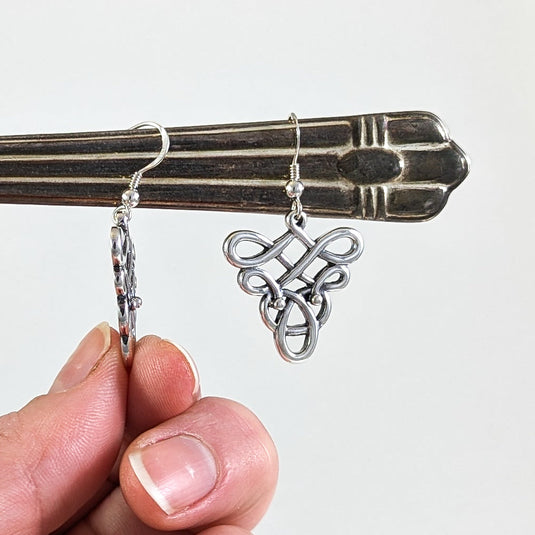 Large Swirling Knot Earrings in Sterling Silver