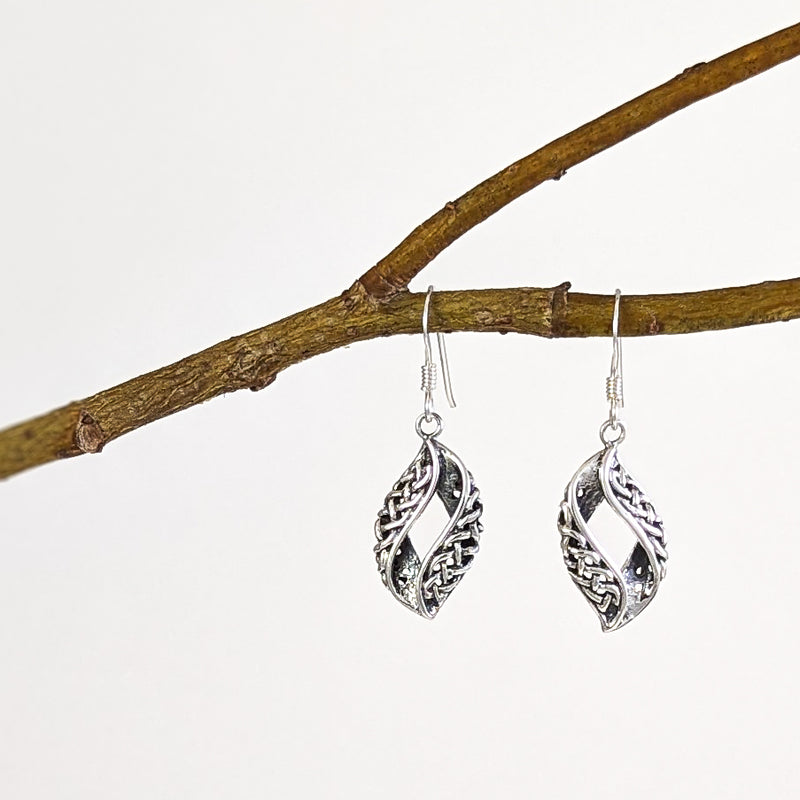 Load image into Gallery viewer, Open Twist with Celtic Knot Earrings in Sterling Silver

