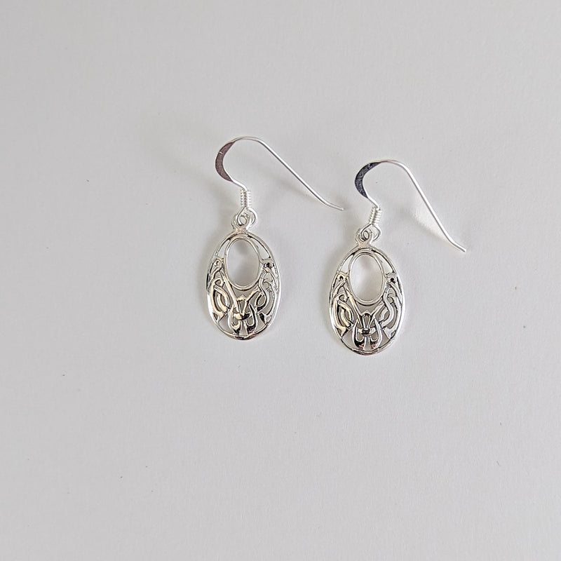 Load image into Gallery viewer, Open Oval Celtic Knot Earrings in Sterling Silver
