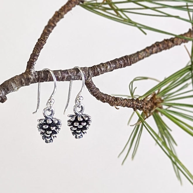 Load image into Gallery viewer, Pinecone Earrings in Sterling Silver
